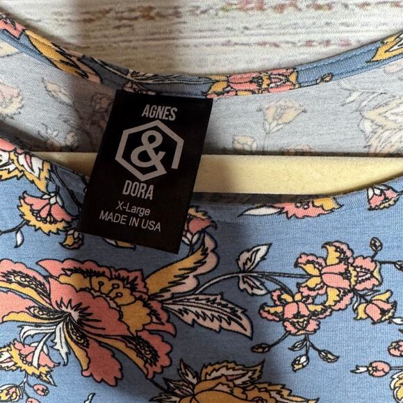 Agnes & Dora Floral Crew Neck Short Sleeve Tunic Dress XL - Picture 3 of 3